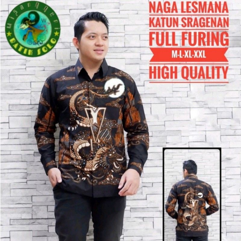 KEMEJA BATIK PRIA MODERN ATASAN BAJU COWOK MURAH MOTIF WAYANG BULAN