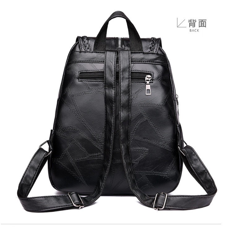 TB-20 tas ransel backpack pu leather kulit hitam import korea jepang