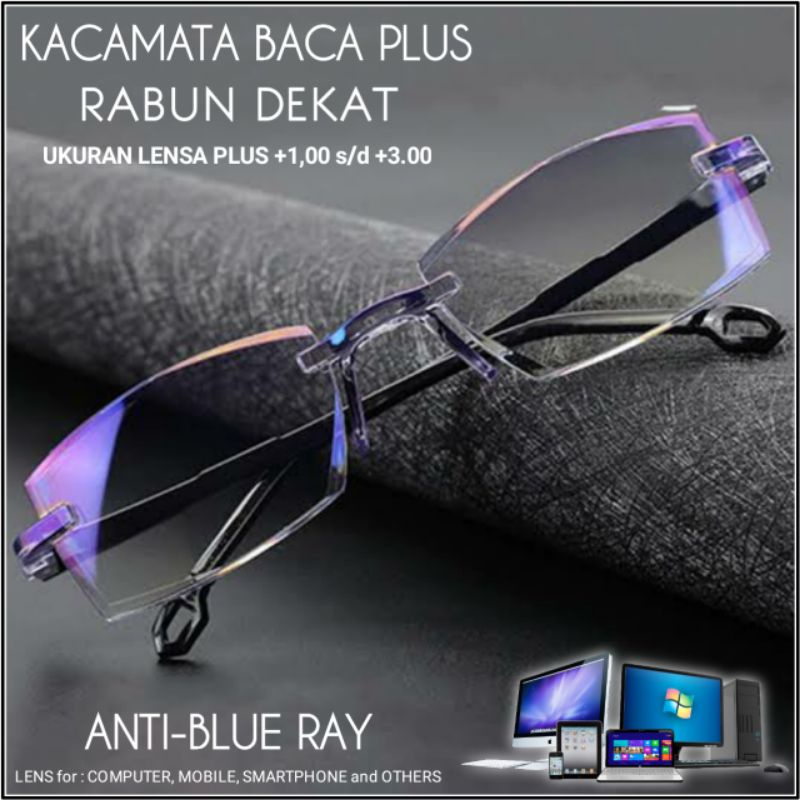 Kacamata Baca Plus Wanita/Pria | Kacamata Baca Rabun Dekat | Frame Kacamata Baca Plus Auto Focus