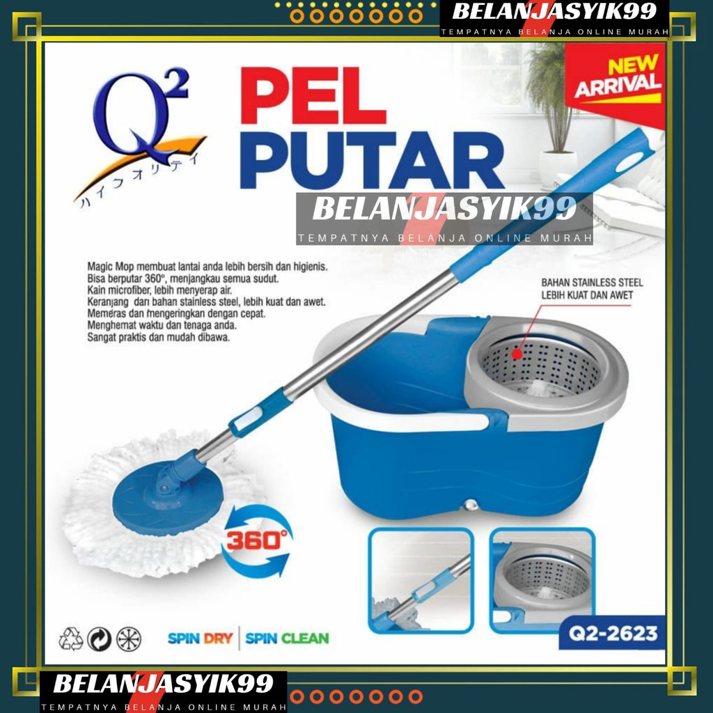 MAGIC MOP Q2 2623 ALAT PEL LANTAI / SUPER MOP PRAKTIS TANPA PERAS / ALAT PEL Q2-2623 / MAGIC MOP Q2 2623