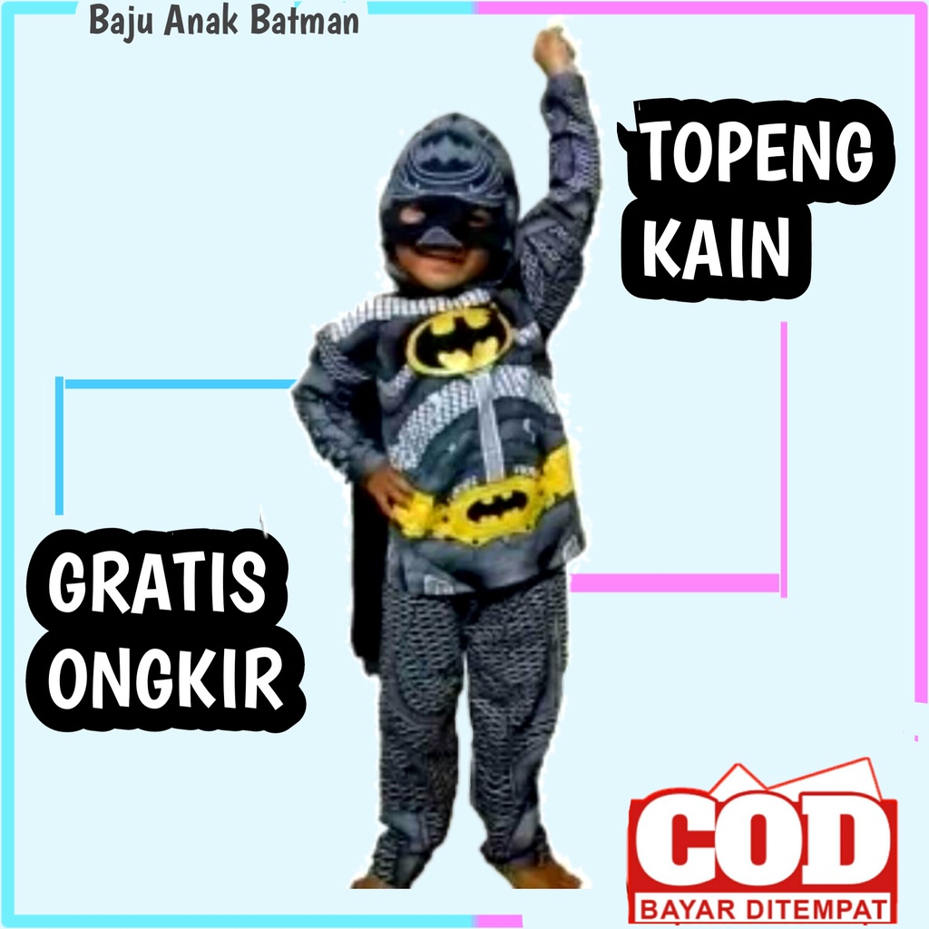 baju karakter Batman anak laki laki