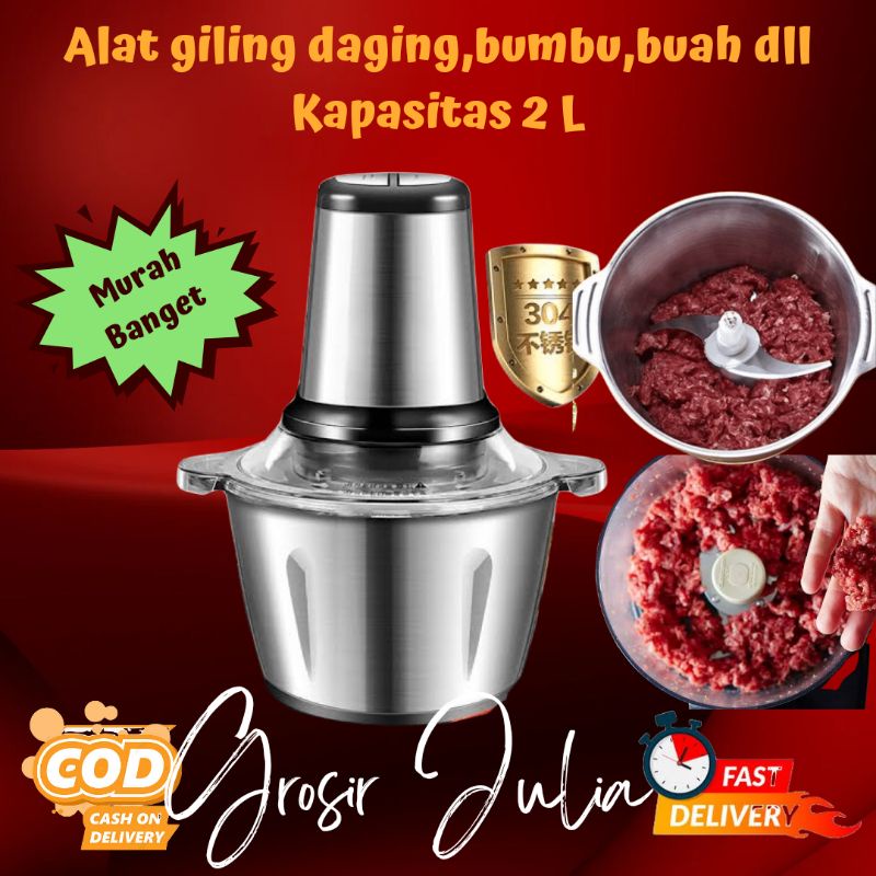 Blender Penggiling Daging Stainless 2 Liter Chopper Serbaguna