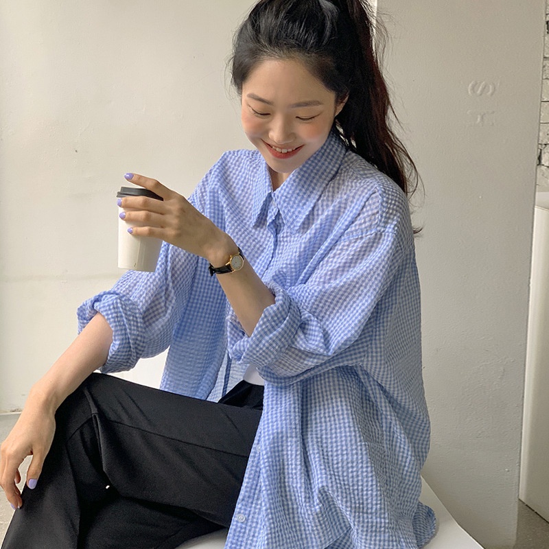 KEMEJA CRINKLE WANITA KOREA