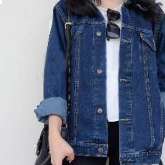 Erigo Coach Jacket Your Mind Black Semi Parka / Jaket jeans jumbo big size biru dongker denim