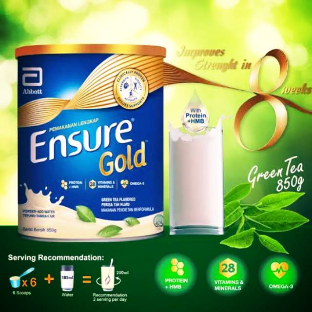 

ABBOTT Ensure Gold Green Tea (IMPORT) 850 Gram Kaleng