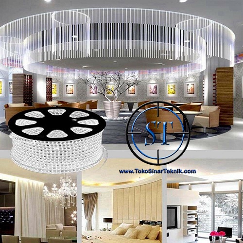 Lampu Led Strip Selang WHITE SMD 5050 Panjang 1-5 Meter In Ac 220V Warna Putih Cocok Indoor - Outdoor Lampu Hias Taman Plafon Rumah Waterproof