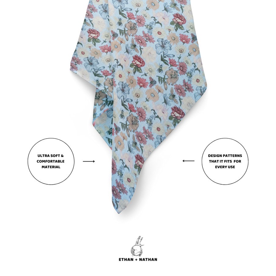 Ethan + Nathan - Baby Swaddle Blanket Pattern Gerbara Daisy