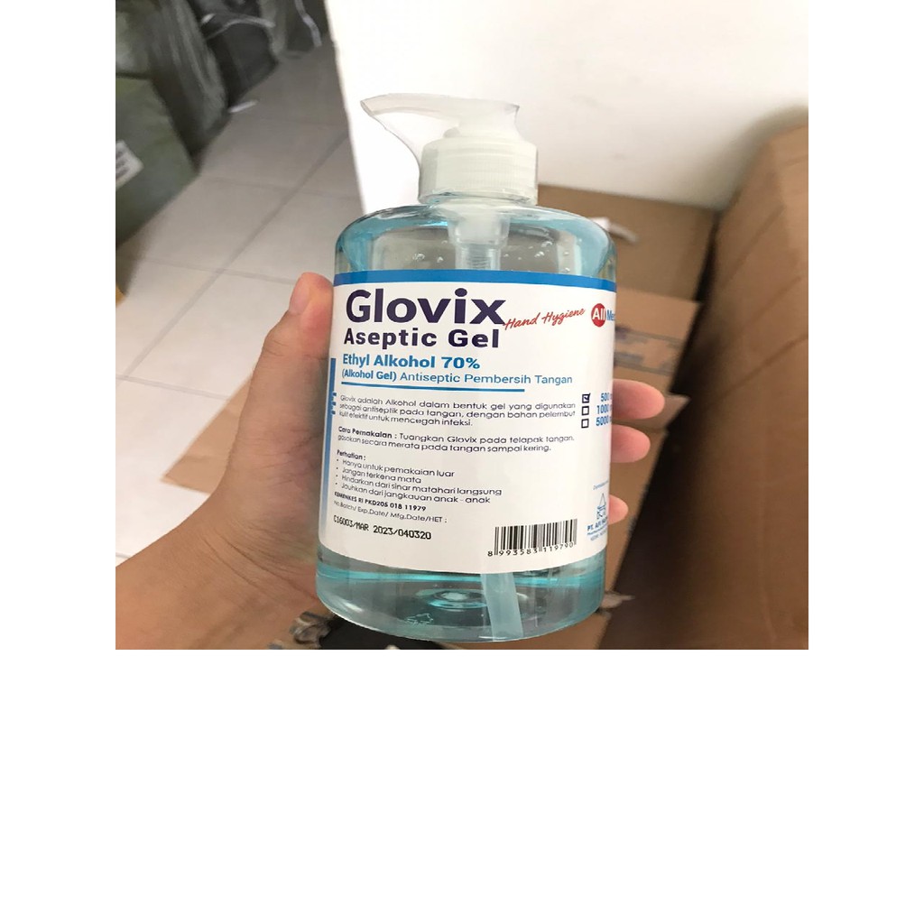 GLOVIX ASEPTIC GEL ANTISEPTIC ETHYL PEMBERSIH TANGAN 500 ML