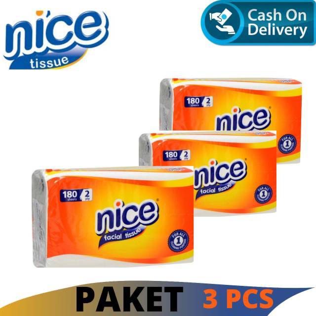 TISSUE NICE 180 SHEET TISSU FACIAL TISSUE / TISU WAJAH NICE FUSIA PEONY DAPAT 3 PACK