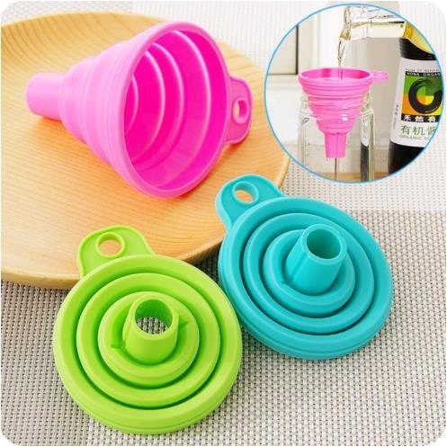 Corong Plastik Silikon Lipat Mini Fleksibel Air Minum Minyak Takar