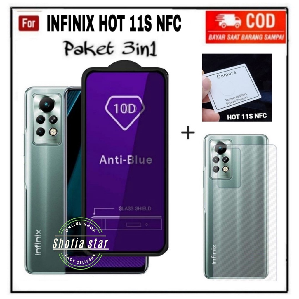 3IN1 TEMPERED GLASS BLUE LIGHT INFINIX HOT 11S NFC NOTE 12 G96 NOTE 11 NOTE 11 NFC TG LAYAR ANTI RADIASI KACA FULL COVER