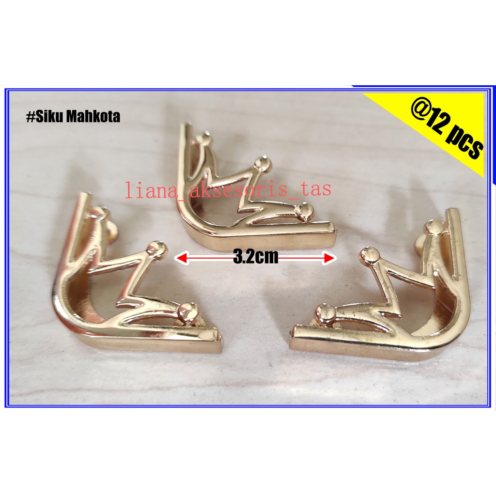 AKSESORIS TAS CEWEK (ISI 12 PCS) SIKU TAS IMPOR MOTIF MAHKOTA - SUDUT SIKU TAS WANITA - SIKU TAS RAJ