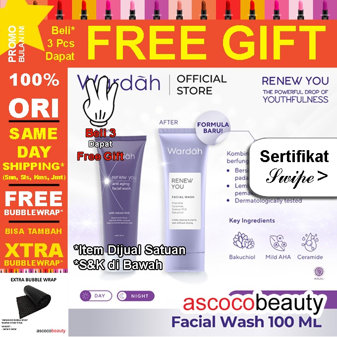 Wardah RENEW YOU ANTI AGING | Day Cream Night Eye Intensive Serum Treatment Toner Essence Facial Wash Face ✰ ascocobeauty ✰