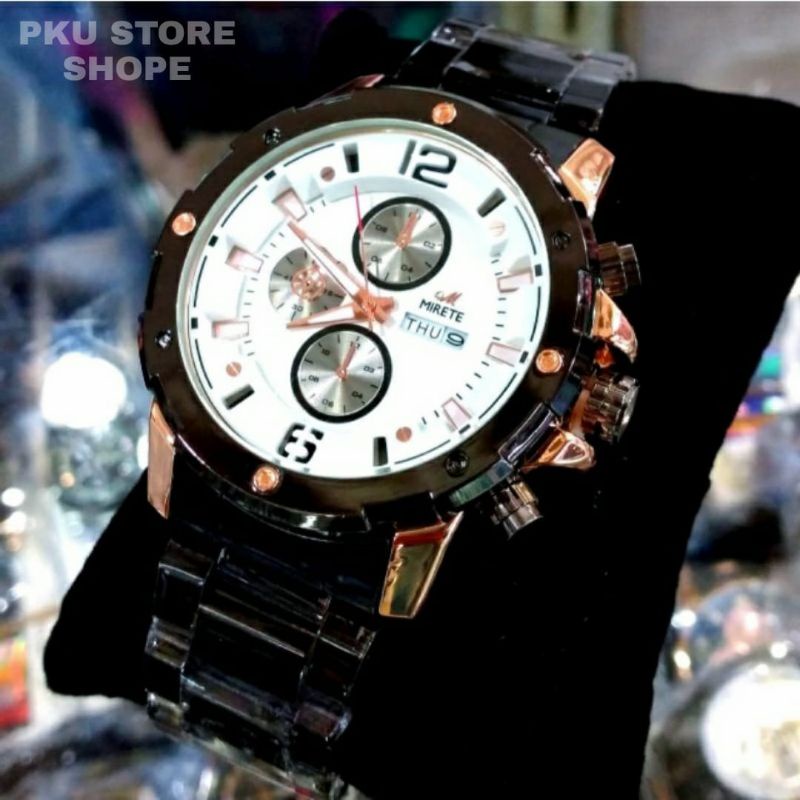 Jam Tangan Anti Air Promo!!! Jam tangan pria mirete terlaris Water resistant || free box Exclusive || jam tangan pria mirete original strap stainliss anti karat || tanggal hari aktif model fashion pria/cowok bayar di tempat