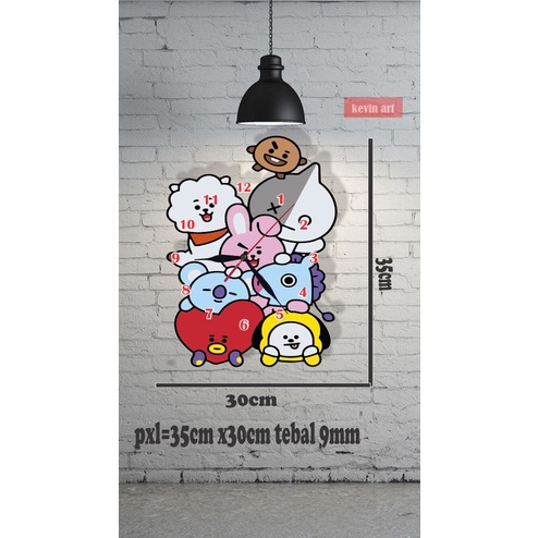 JAM DINDING BT21 ARMY BESAR HIASAN DEKORASI PAJANGAN DINDING MURAH INTERIOR FURNITURE AESTHETIC DIY