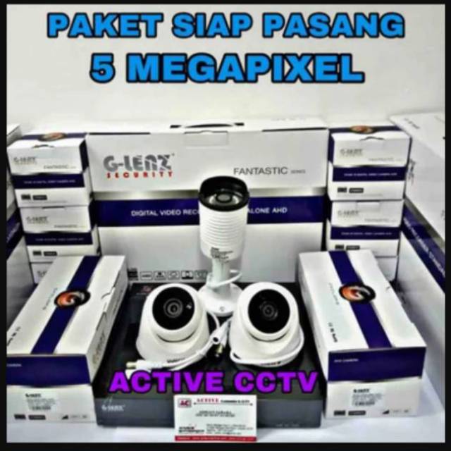 PAKET KAMERA CCTV GLENZ 3 CAMERA 5MP FULL HD 5 MP MEGAPIXEL 2560 P 4 CH CHANNEL 2560P G LENZ MURAH