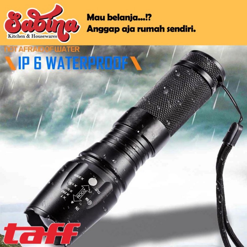 Lampu Senter Outdoor Darurat Emergency LED Tactical XML-T6 TaffLED