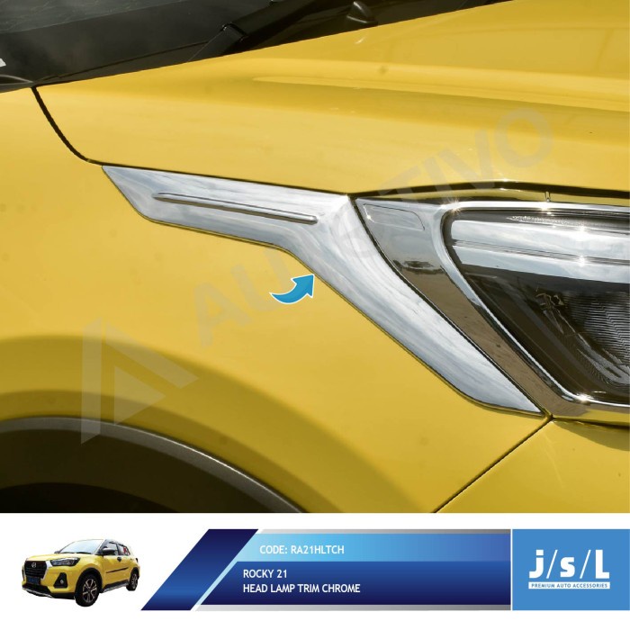Aksesoris Fariasi Tambahan JSL Head Lamp Trim Daihatsu Rocky 2021 Lis Garnish Depan Chrome Original 