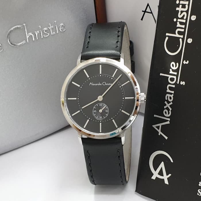 ALEXANDRE CHRISTIE AC 8493 WANITA GREY BLACK LEATHER BLACK ORIGINAL