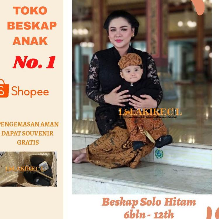 Best Seller.. BEST SELLER BESKAP Baju Adat Jawa SOLO HITAM bahan halus adem lembut bayi anak SD SMP 
