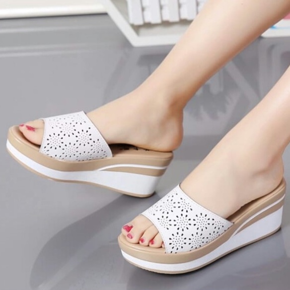 Sandal Wedges Wanita Sendal Cewek Remaja Tinggi Hak Heals 5cm Kekinian Terbaru Lebaran 33