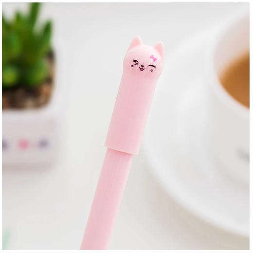 1PC Creative Stationery Student Pen Cute Cat Gel Pen 0.5mm Full Needle Black Ink