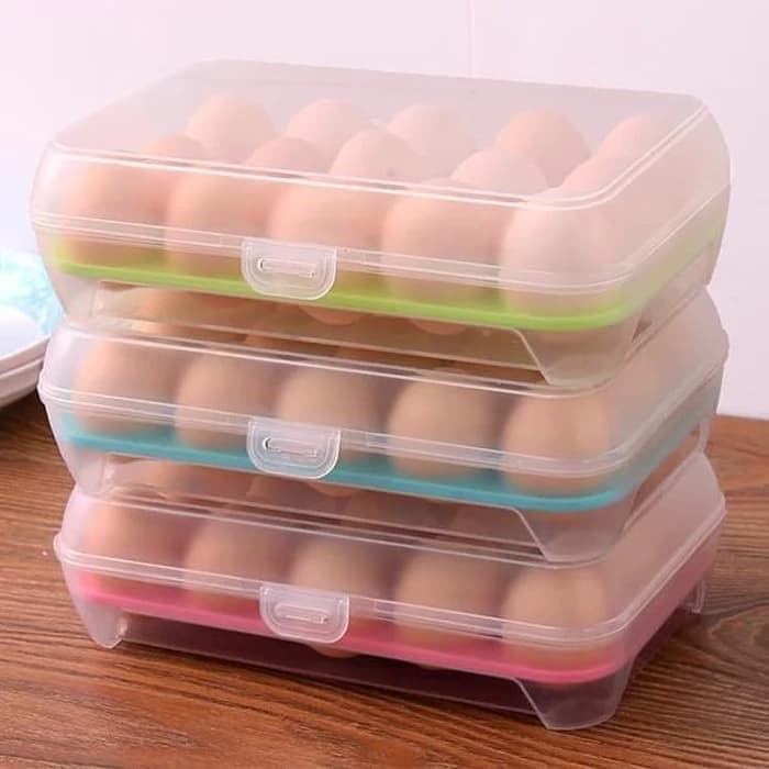 Tempat Telur Isi 15 Sekat Kotak Telor Egg Storage Box Penyimpanan