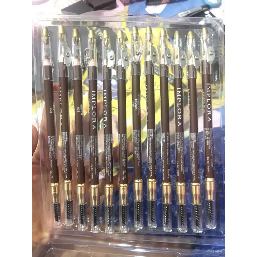 Pensil Alis Implora BROWN / COKLAT / BLACK / HITAM / Eyebrow Pencil Celak Alis warna Coklat BPOM