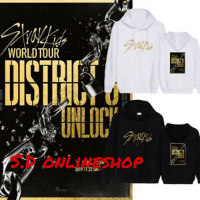 (cod)  jaket hoodie kpop STRAYKIDS WORLD TOUR DISTRICT 9 UNLOCK PRINT sablon belakang