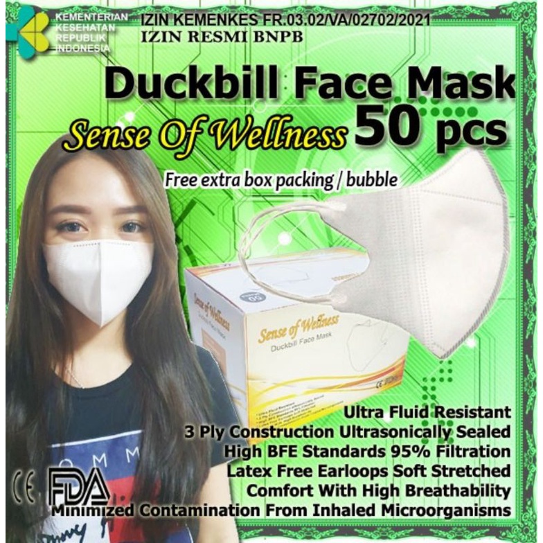 Masker bedah Sense of Wellness 3 ply disposable facemask 50 pcs