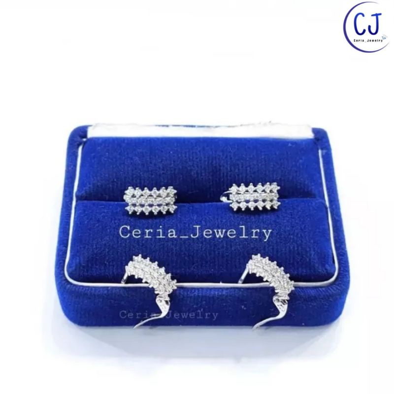 Anting Jepit Perak Asli Silver 925 Lapis Emas Model Listring Model Emas - Perhiasan Perak Wanita