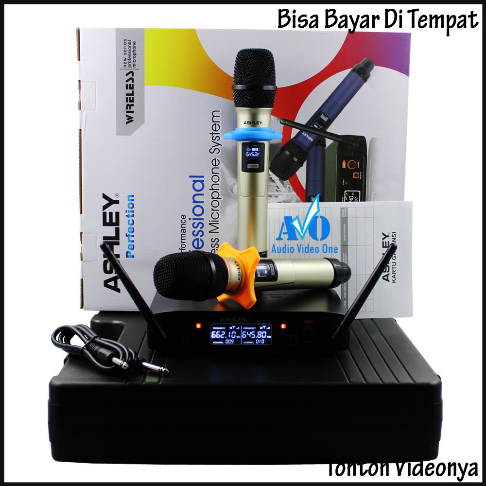 Mic Wireless ASHLEY PERFECTION Microphone Vocal Mik Werles LCD Digital Asli