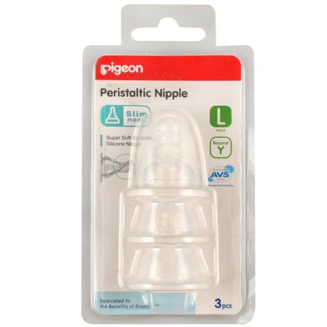 Pigeon Peristaltic Slim Neck Nipple 3 Blister (S - M - L - Y)