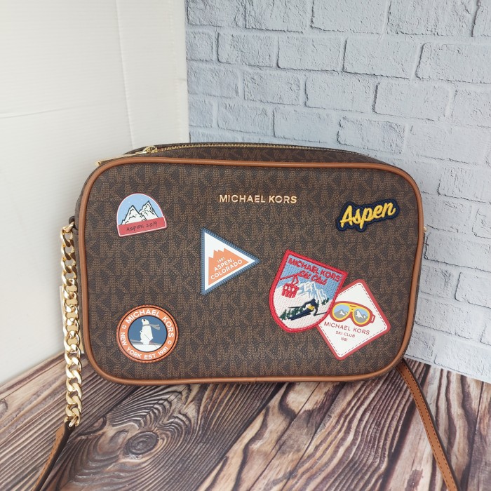 tas wanita mk jet set crossbody brown
