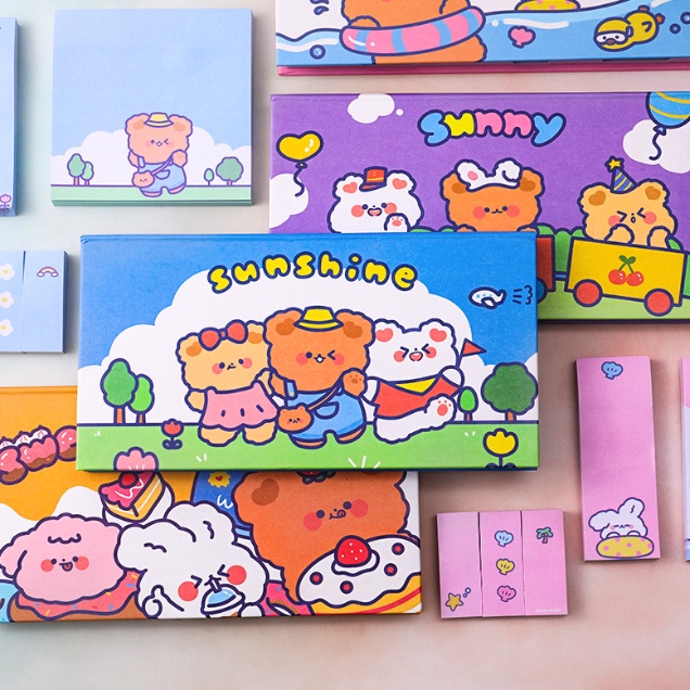 

Set lengkap sticky notes karakter lucu