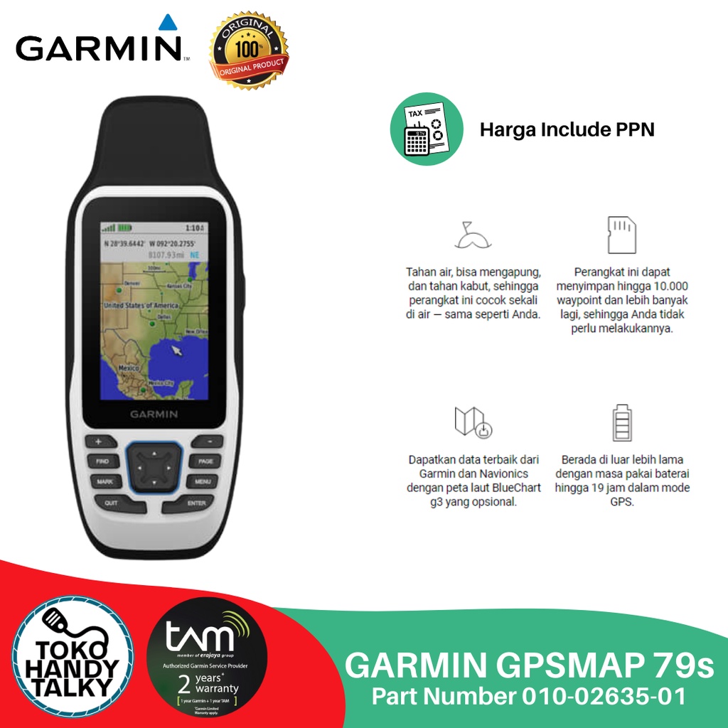 GPS GARMIN GPSMAP 79S 79s GPS LAUT HANDHELD MARINE NEW ORIGINAL GARANSI RESMI TAM 2 TAHUN