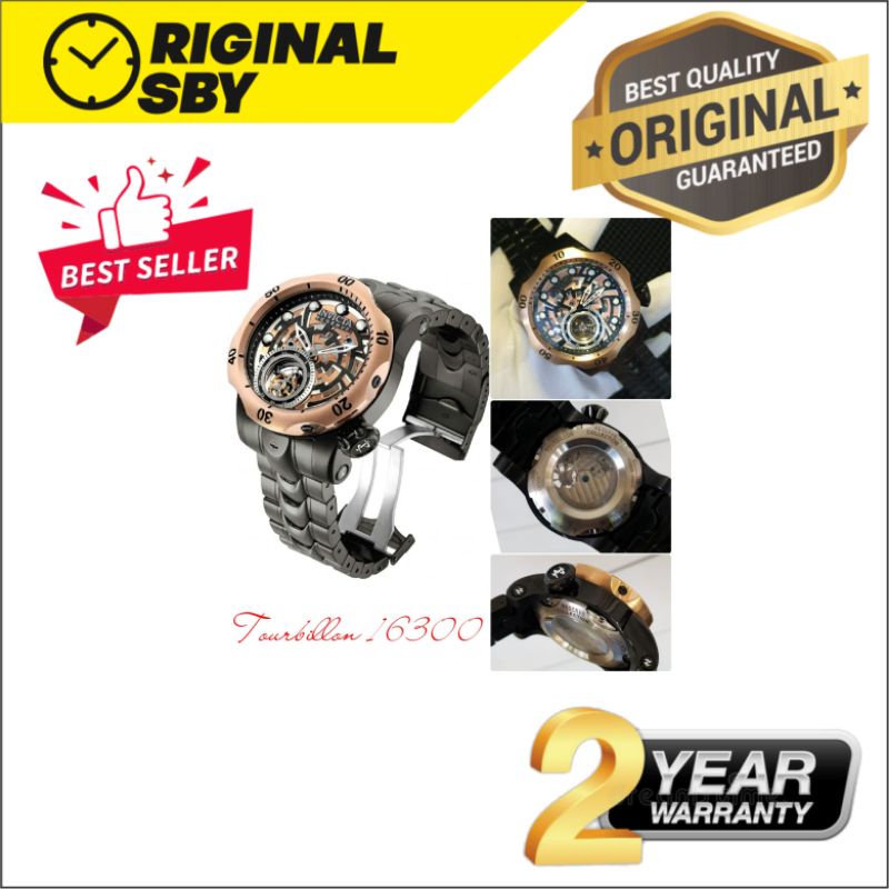 JAM TANGAN PRIA WANITA | RANTAI | KULIT | KARET | MURAH | pria invicta Tourbillon-16300 - stainless 