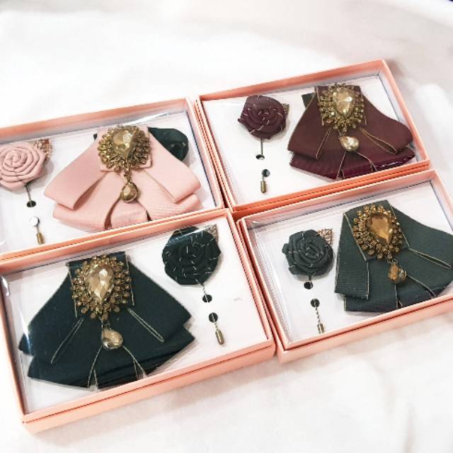 Dasi kupu formal korea set bros bunga dada korea style pengantian pria