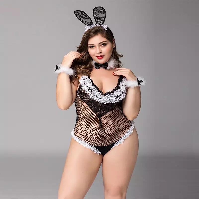 Lingerie Cosplay jumbo wanita plus size baju tidur big size import sexy bunny playboy