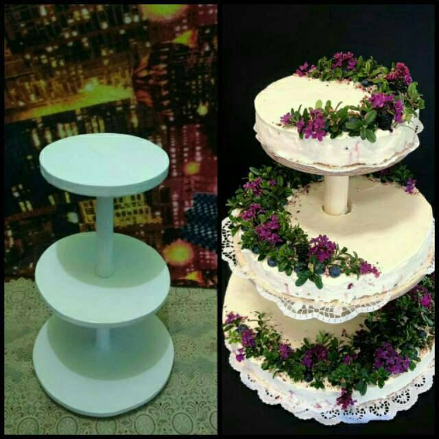 Tier cake kayu rak wedding cake cupcake stand kue bongkar pasang