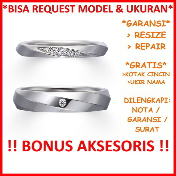 Cincin Couple Perak Tunangan Mas Kawin Gratis Ukir Nama Garansi Silver Asli Bisa Pesan Model Id655