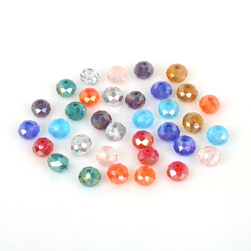 Hot 70pcs 8mm Glass Wheel Beads Round Crystal Beads Loose Bedas For Jewelry Making Findings Necklace Bracelet Earrings Findings