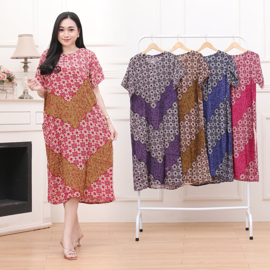 Daster kencana Ungu - Daster Batik Lengan Pendek - Leher Kancing - Bumil - Busui - (DPT001-160)-06
