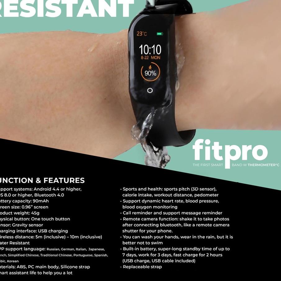 ✫ Hardwear Fitpro Smartband With Thermometer Pengukur Suhu Tubuh ❈