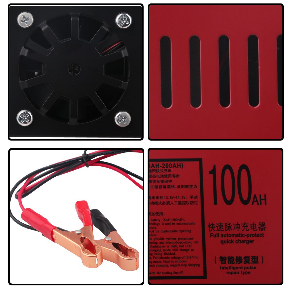 WanleCharger Aki Mobil Lead Acid Smart Battery Charger 12V24V 6-200AH DQWL-20 Red Grab Medan