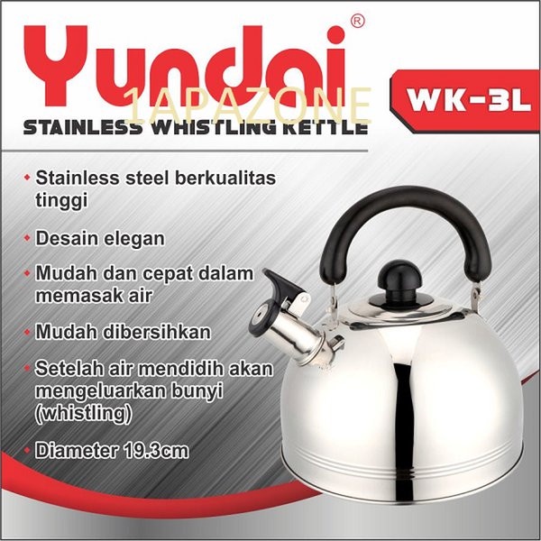 Yundai Teko Whistling,Teko Siul Kettle Ceret Memasak Air Bahan Tebal Stanliss Steel 3 Liter