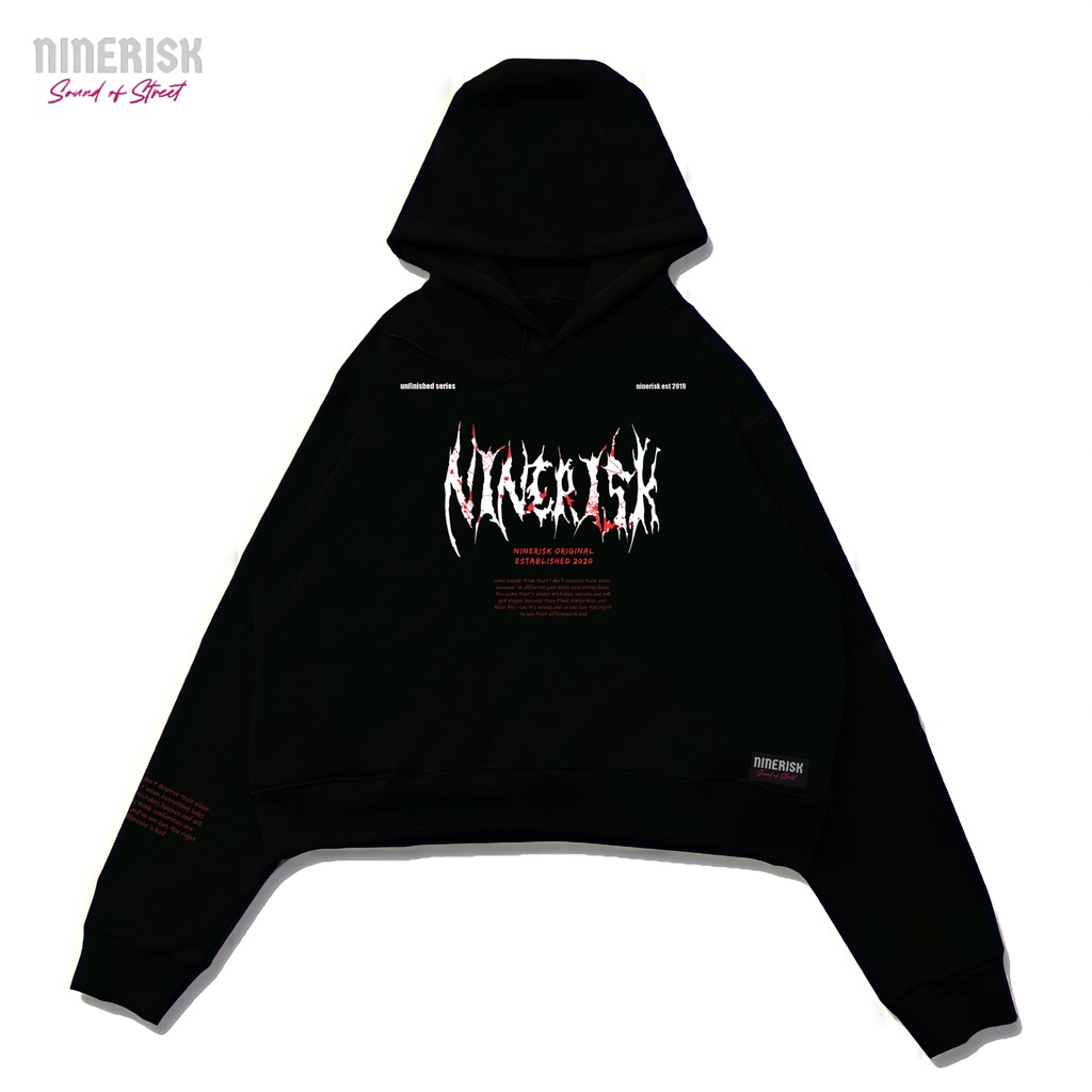 Sweater Hoodie Crop Oversize Unfinished Ninerisk Hoodie Crop cowok Jaket hoodie unfinished terbaru