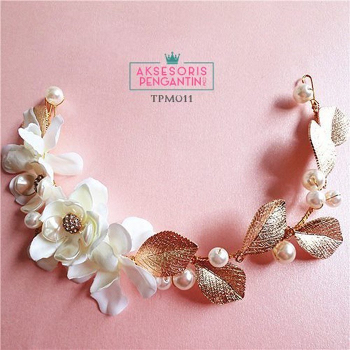 [BISA COD] AKSESORIS RAMBUT HAIRBAND HEADPIECE PENGANTIN WEDDING TPM011