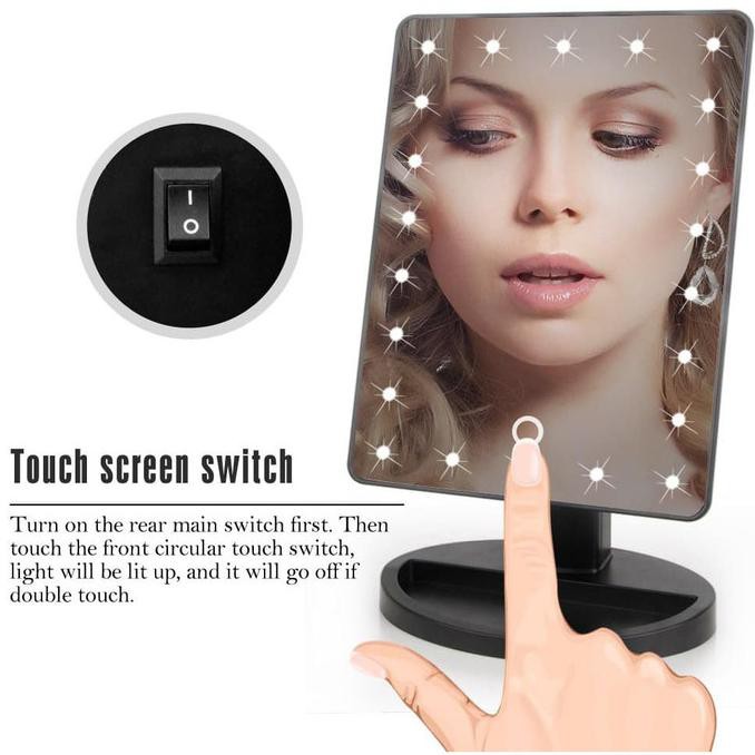 Hanya Disini Vanity Mirror Led Lamp Touch Screen Rotate Cermin Makeup Organizer Shopee Indonesia