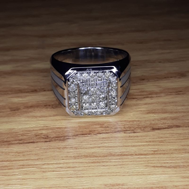 Cincin Silver Pria Berlian Asli Mewah Minimalis